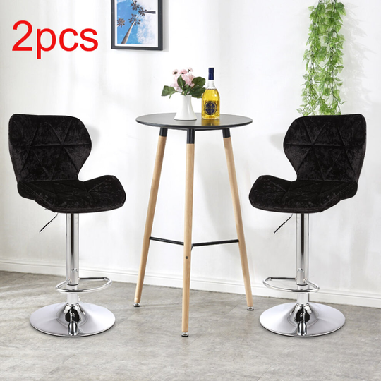 Buy Set of Crushed Velvet Bar Stools Adjustable Swivel Dining