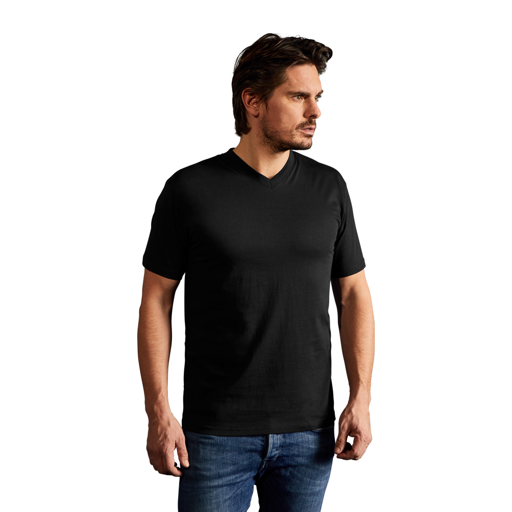 Basic V-Ausschnitt T-Shirt Herren Sale, Schwarz, L