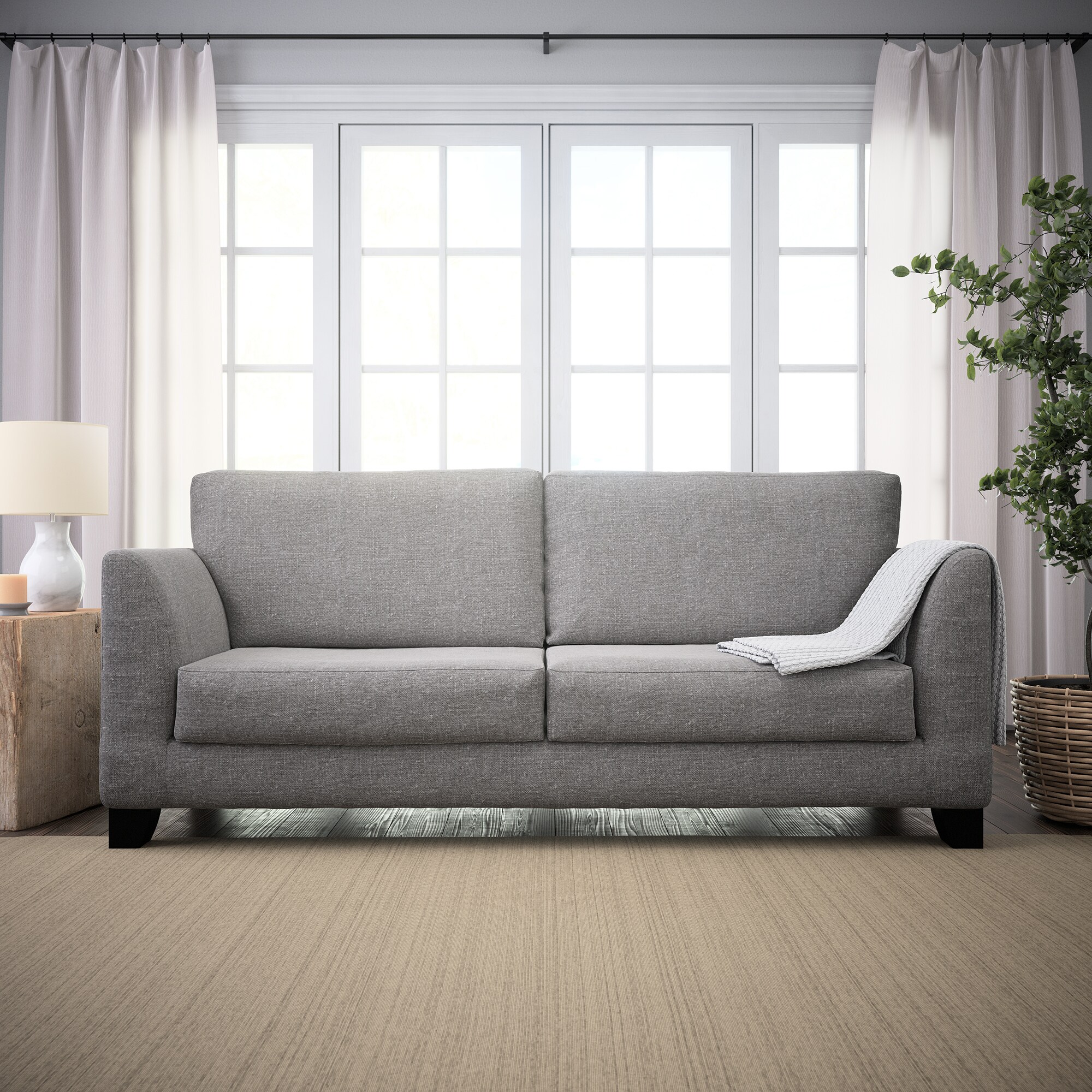 Brookside Holly Modern Light Gray Polyester/Blend Sofa | BS0006SOF00LG
