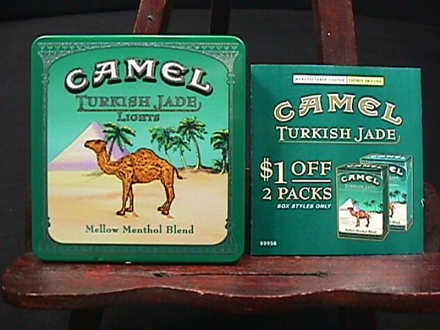 A Vintage Tin Of Camel Exotic Blends Titled Turkish Jade Lights Missing Two For Collecting Only & You Must Be At Least 21 To Buy Them