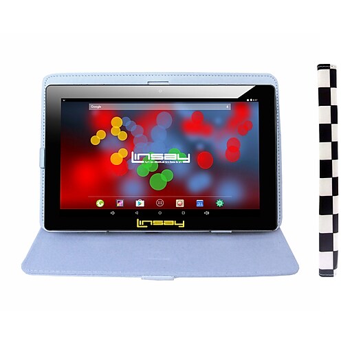 LINSAY F10 Series 10.1" Tablet, WiFi, 2GB RAM, 32GB, Android 10, Black w/Black & White Case (F10XIPSCBWS)