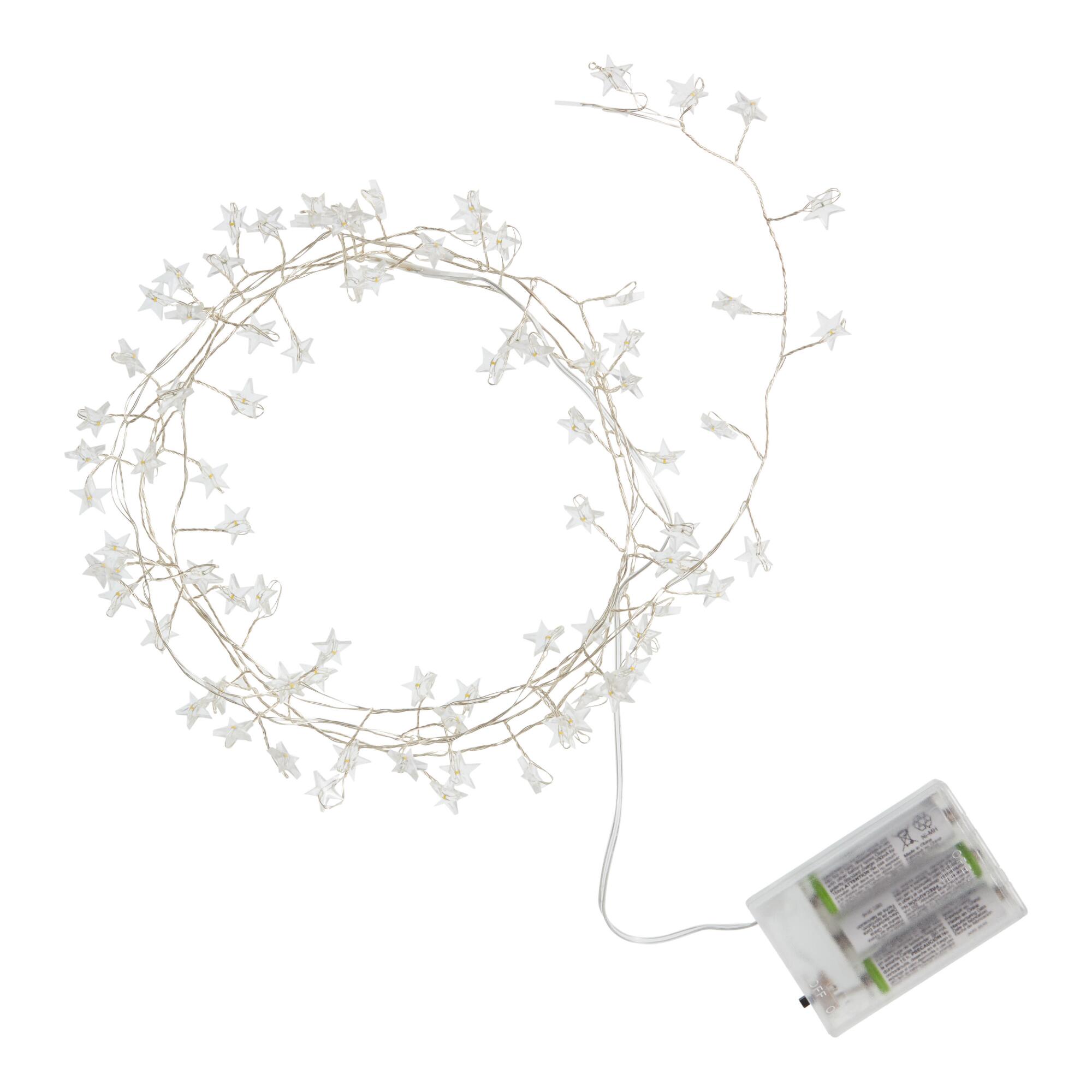 Clear Star Micro LED 96 Bulb Battery Operated String Lights: White - Plastic by World Market