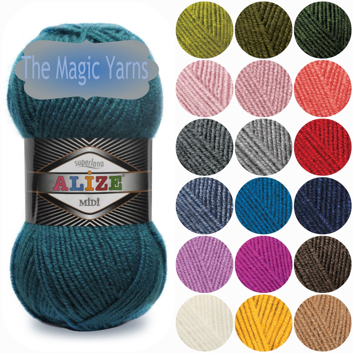 Alize Superlana Midi - Wool Blend Yarn, Aran, Heavy Worsted Aran Weight Knitting , Crochet Yarn