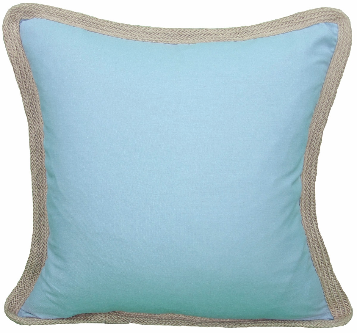 MANOR LUXE Classic Jute Trim20-in x 20-in Blue Cotton Blend Indoor Decorative Pillow | ML111308BLUEFEAT