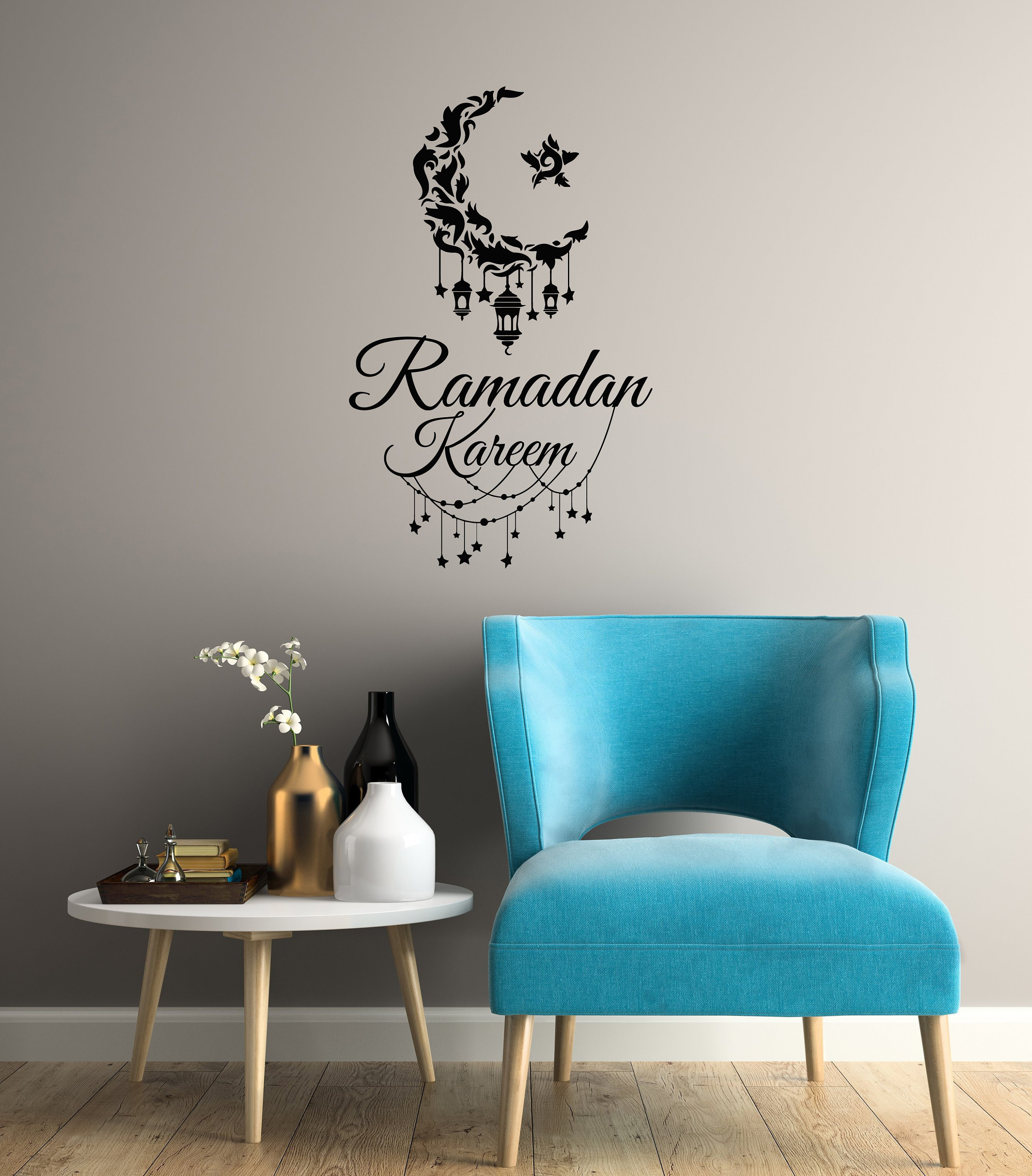 Ramadan Kareem Vinyl Wall Decal Islamic Art Crescent Star Interior Stickers Mural | #2937Di
