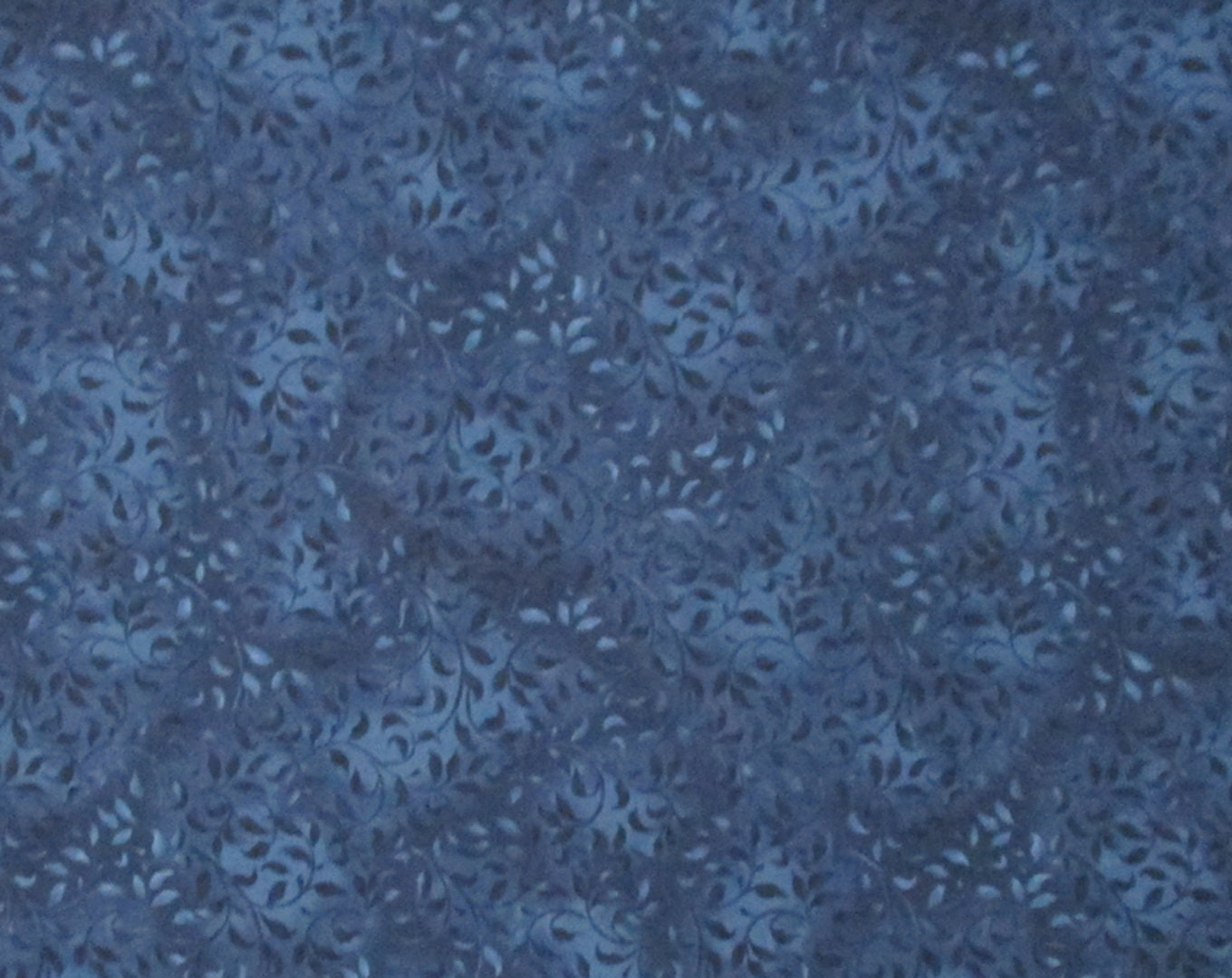 Navy Blue Leaves Leaf Blender Quilter's Weight Cotton Print Fabric - Material Yardage By The Yard