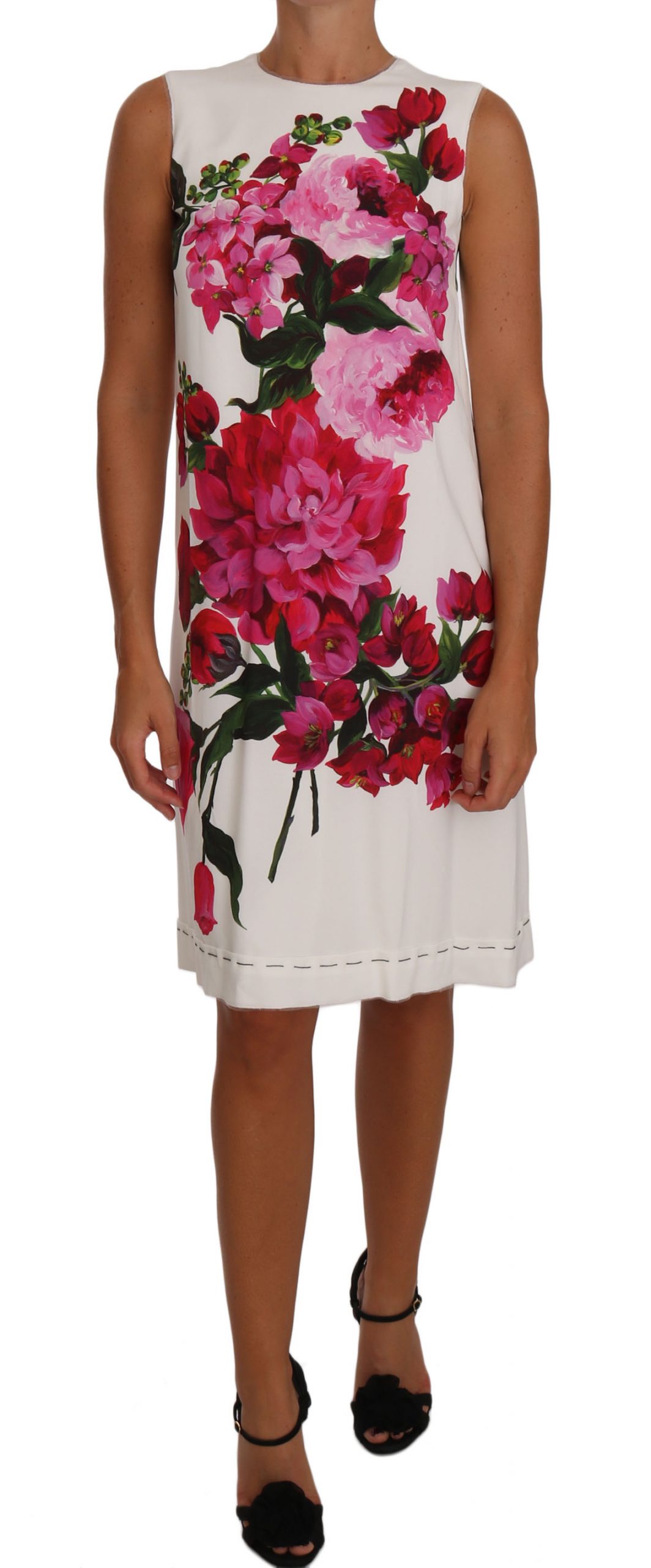 Dolce & Gabbana Women's Peony Print A-Line Shift Gown Dress Multicolor DR1481 - IT36 | XS