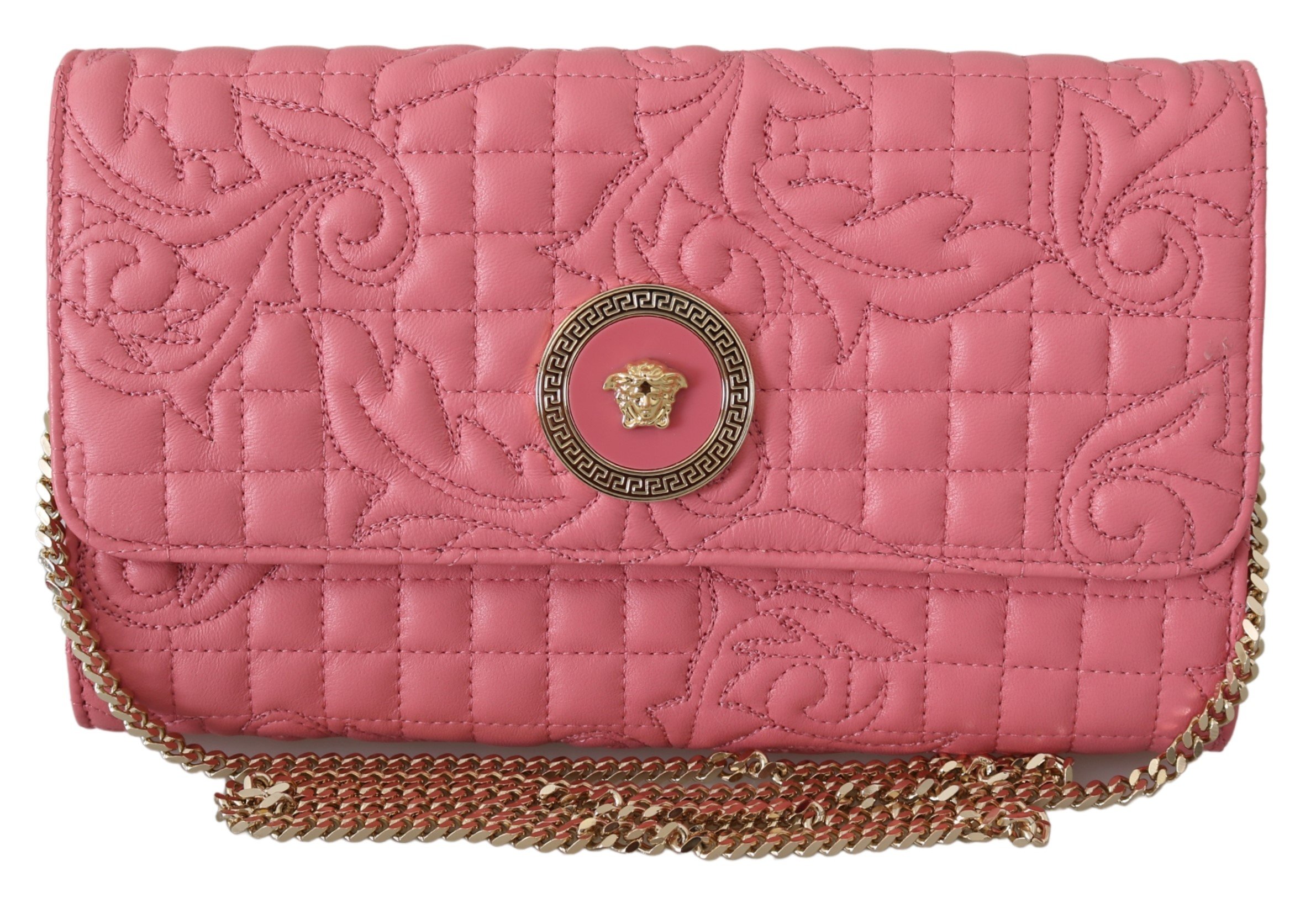 Versace Women's Quilted Nappa Leather Handbag Pink 8053850414079