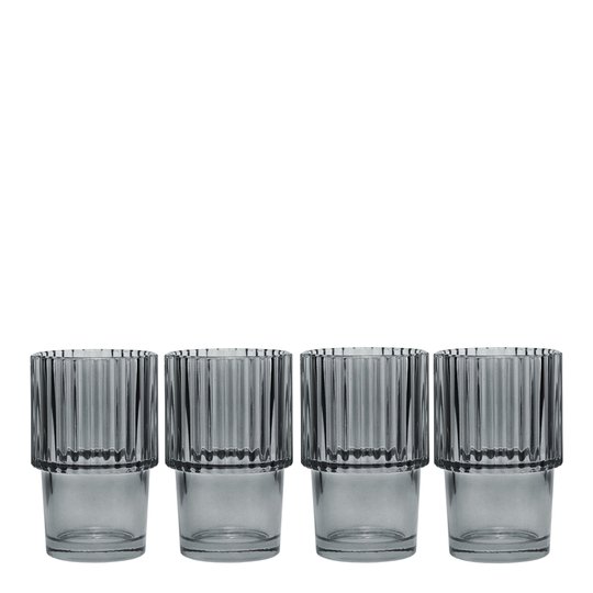 House Doctor - Rills Glas 4-pack 11 cm Smoked Grey