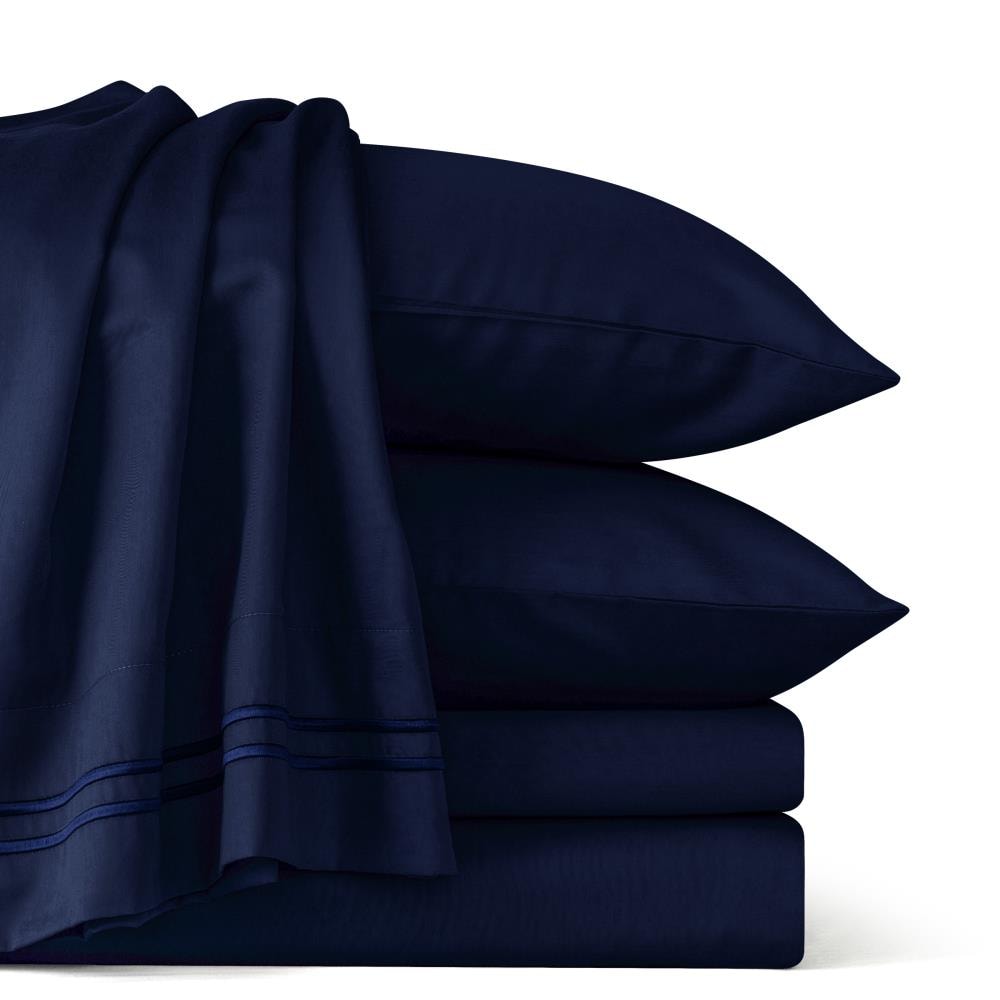 Subrtex Super Soft 300 Thread Count Cotton Tercel Blend Sheet Set, King, Navy in Blue | SBTQS4K-NA