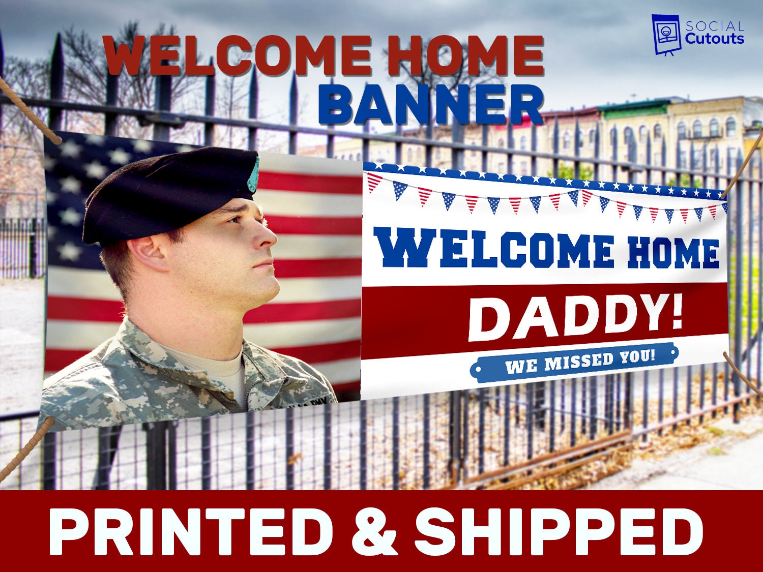 Military Banner Customized Printed Welcome Home Outdoor Us Army Vinyl Backdrop Custom Sign