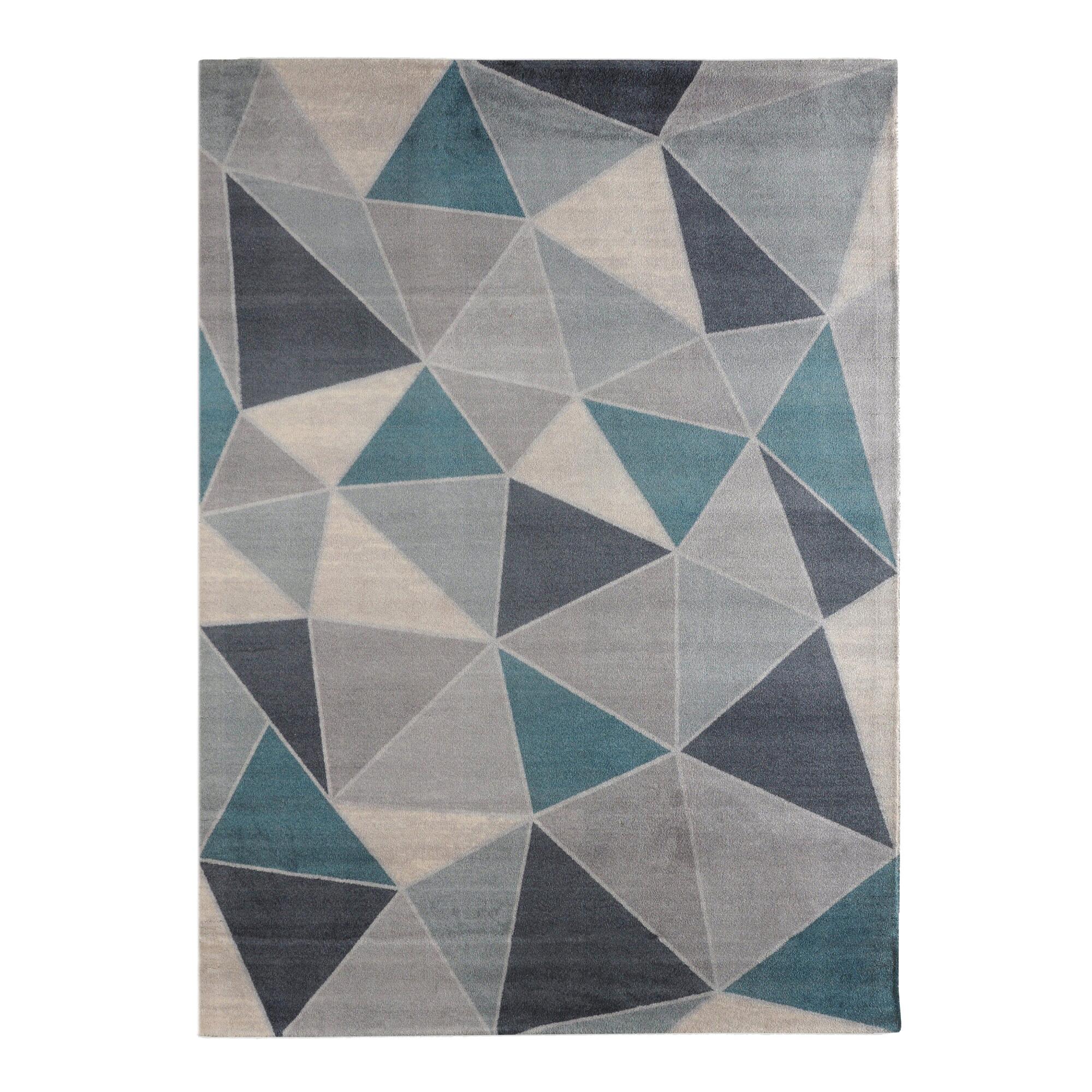 Teal and Blue Mid Century Geometric Vonnegut Area Rug: Green - Nylon - 8' x 10' by World Market
