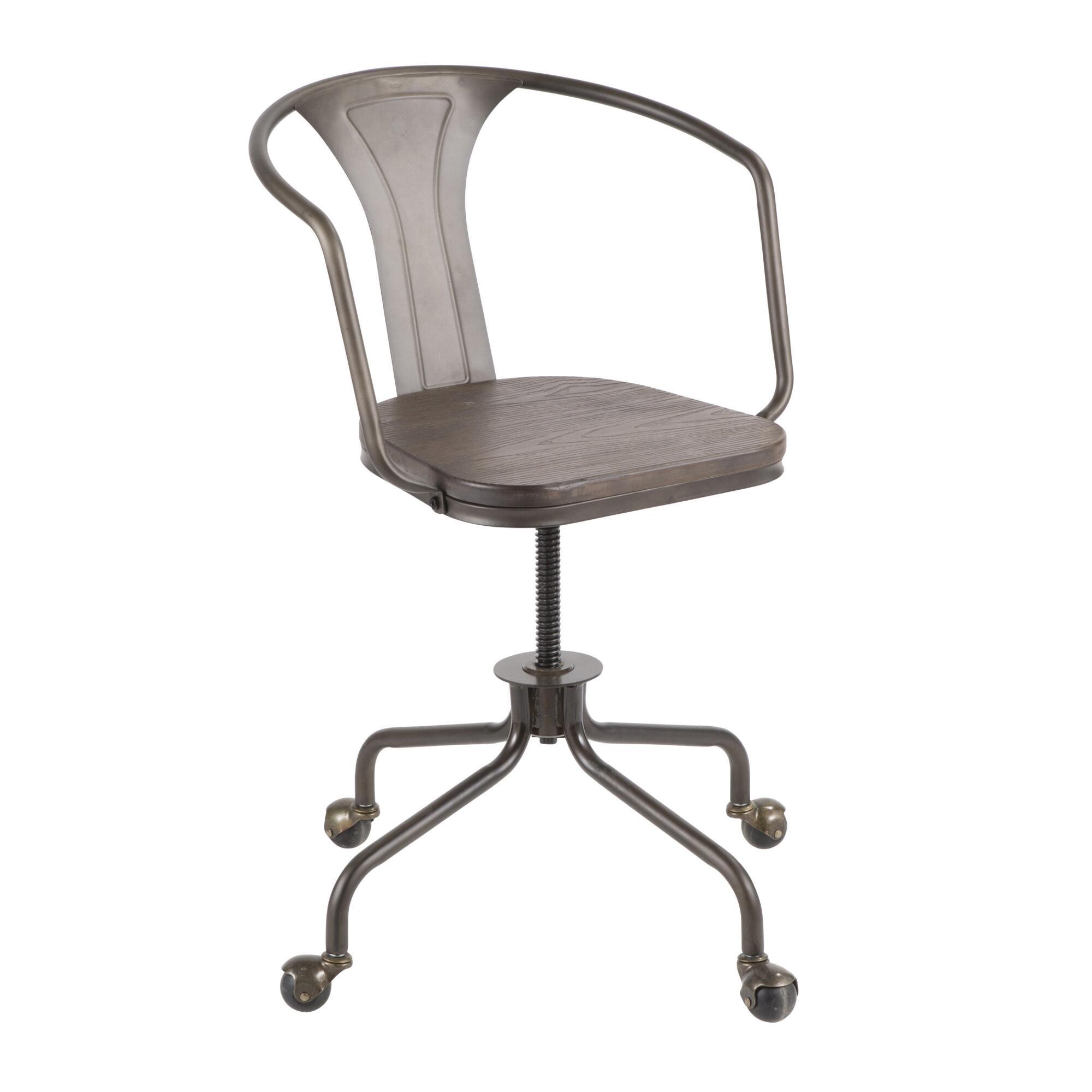 Metal and Espresso Wood Arwen Home Office Chair: White by World Market