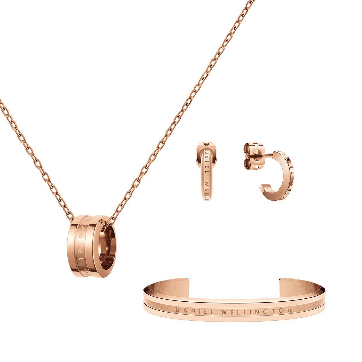 Daniel Wellington DW Elan Bracelet + Earrings + Necklace N/A Roségull