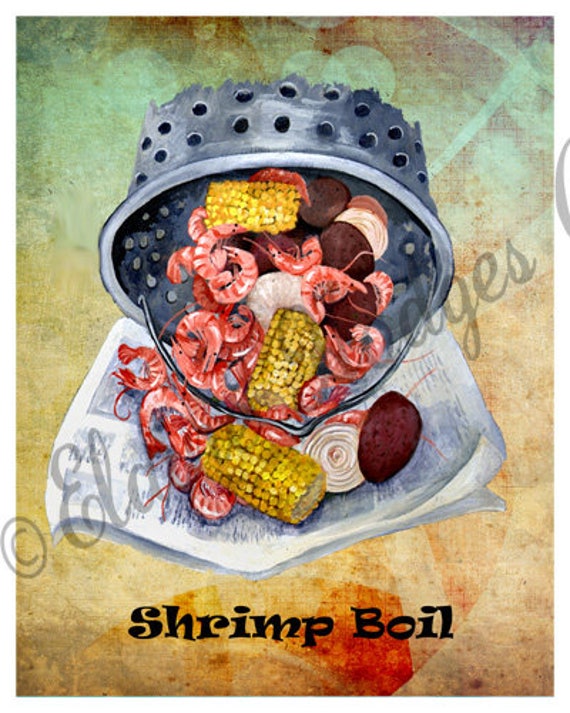 Shrimp Seafood Boil Art Print From Original Artwork