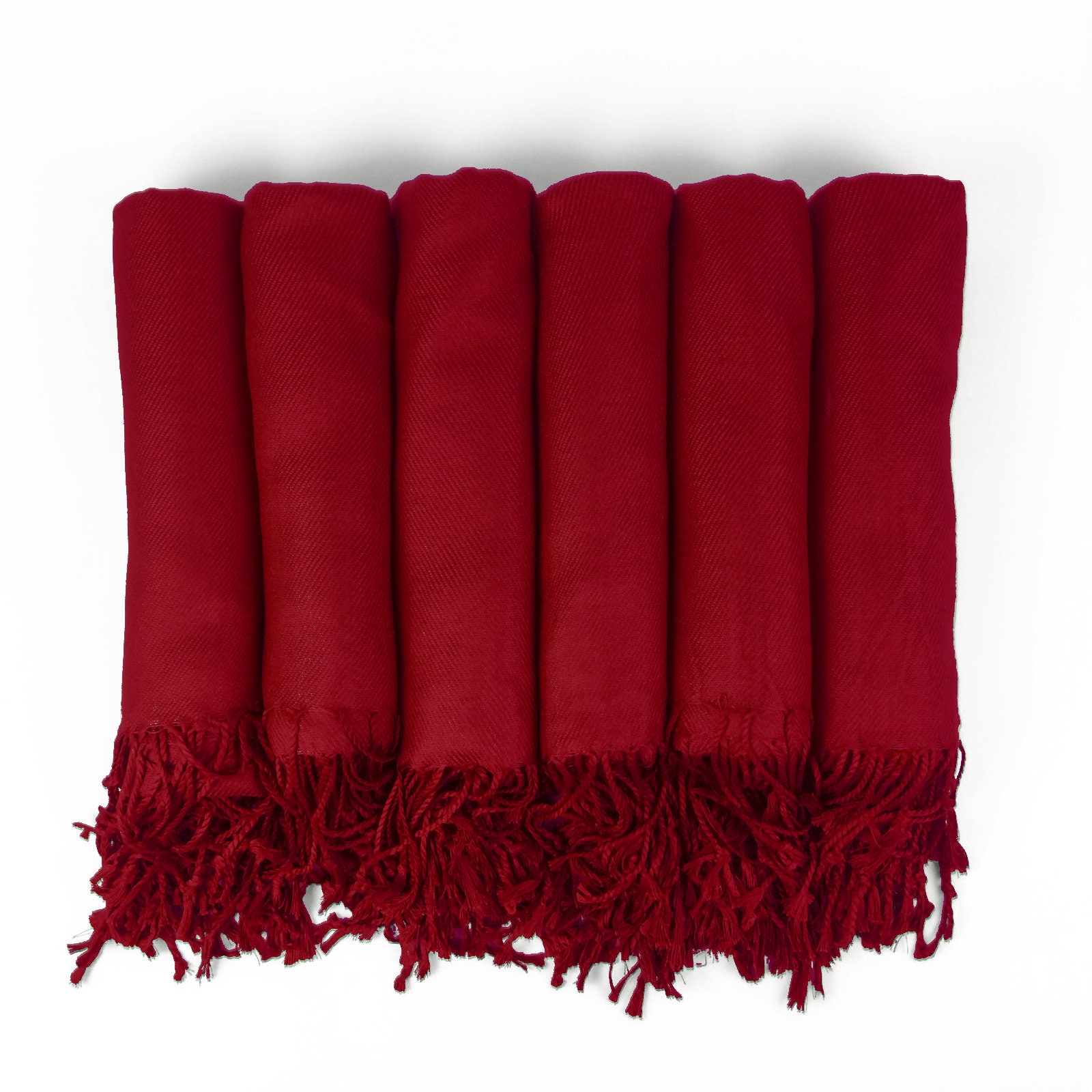 Set Of 2, 3, 4, 5, 6, 7, 8, 9 Or 10 Pashmina Shawls in Ruby Red - Bridesmaid Gift, Wedding Favor Monogrammable