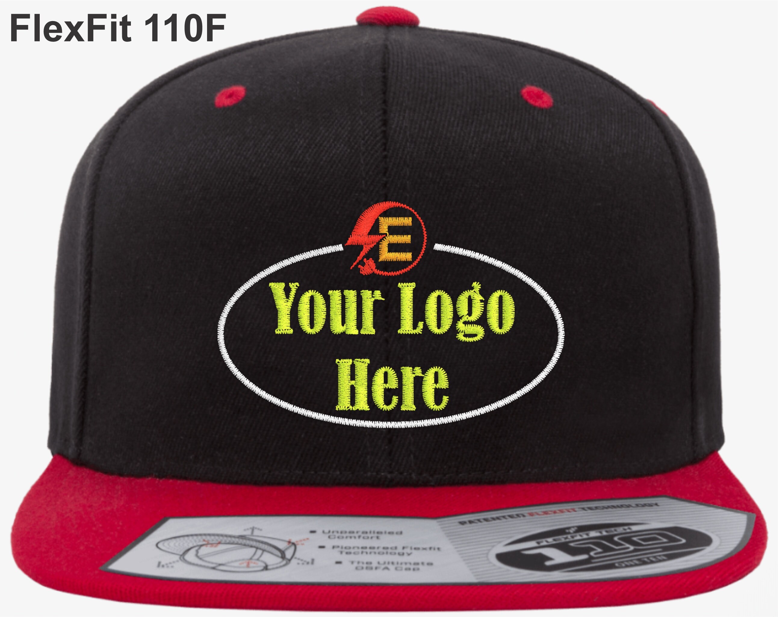 Flexfit 110F Wool Blend/Flat Bill Snap Back With Custom Embroidered Logo Or Text