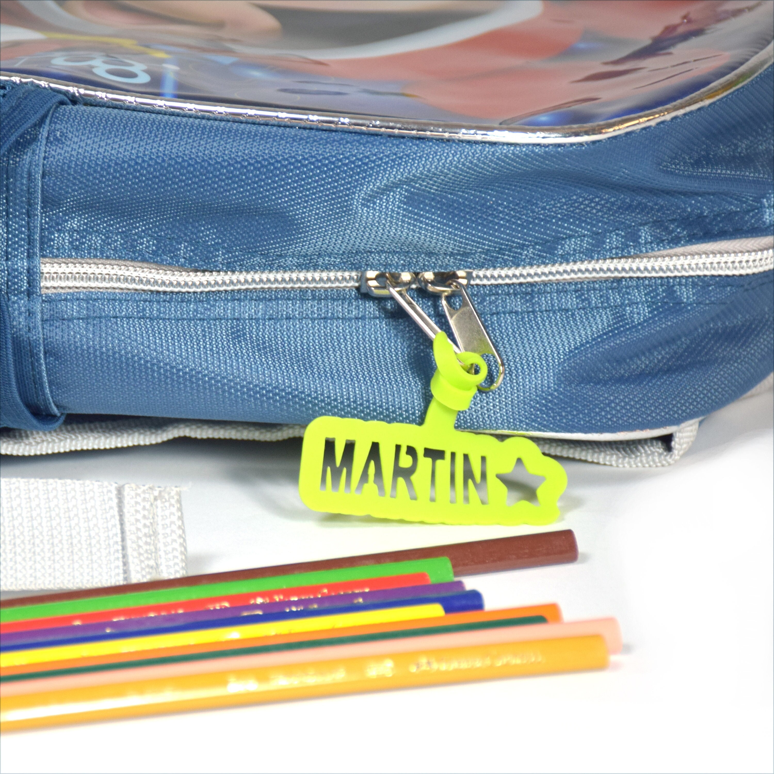 Backpack Name Tag, Custom Silicone Label For Pouch, Book Bag, Diaper Purse, Gym Sport Pencil Case. Pack Of 2. Back To School