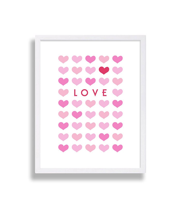 Hearts & Love Nursery Decor Pink Art Newborn Gift Ideas Babys Room Baby Shower Customized I You Prints