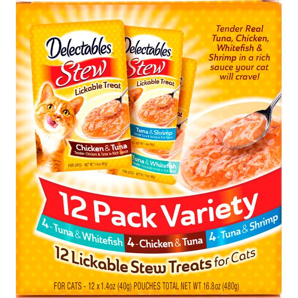 Delectables 12-Pack 1.4 oz Lickable Stew Treats for Cats