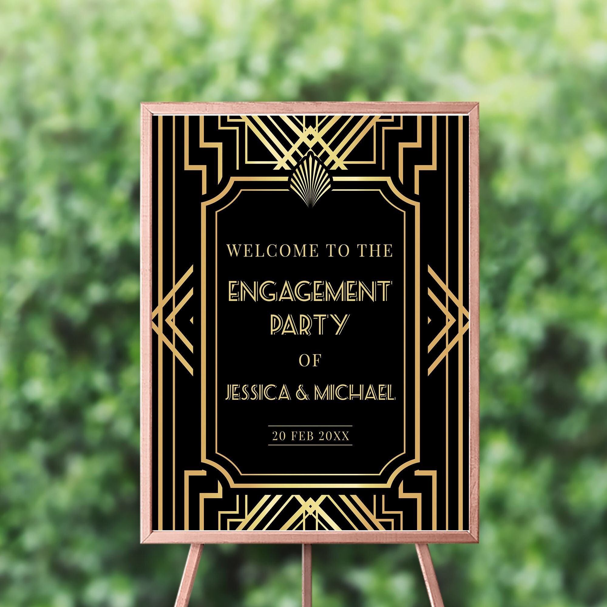 Great Gatsby Welcome Sign Personalized Engagement Party Roaring 20S Twenties Poster{Gatsby Collection}