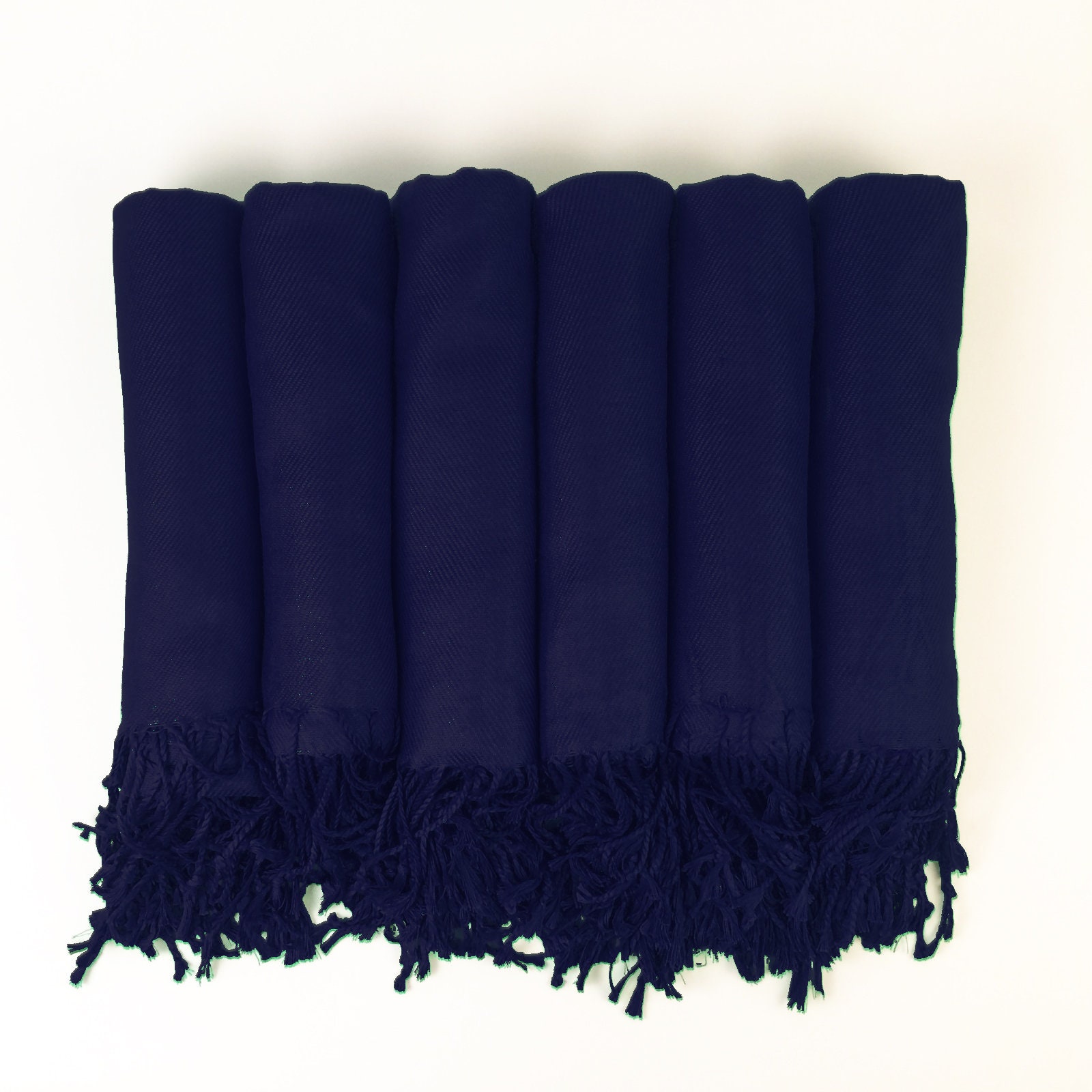 Set Of 2, 3, 4, 5, 6, 7, 8, 9 Or 10 Pashmina Shawls in Navy Blue - Bridesmaid Gift, Wedding Favor Monogrammable