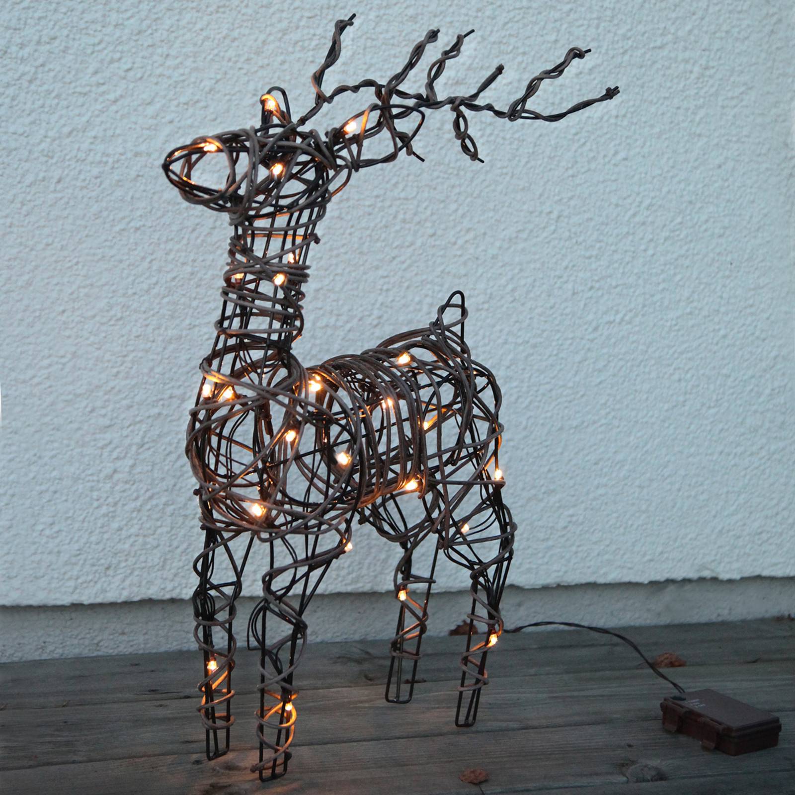 Deer-LED-ulkokoristevalo paristoilla, rottinkia