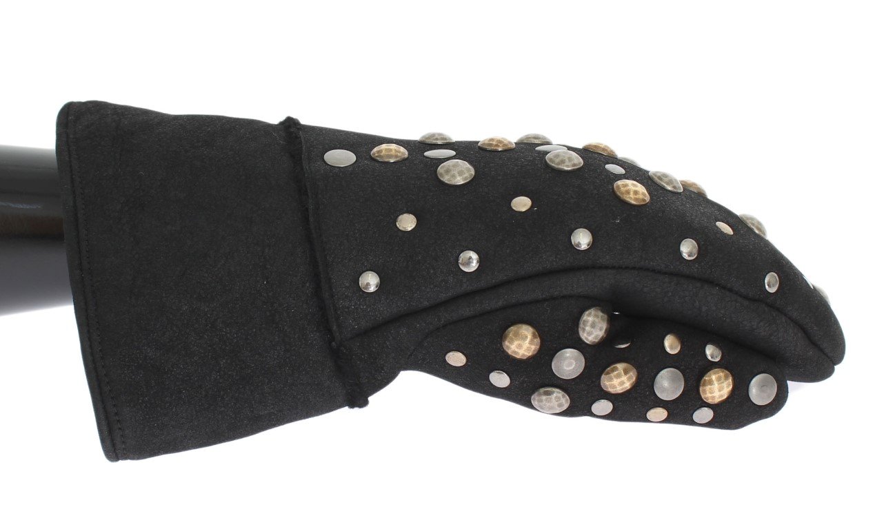 Dolce & Gabbana Men's Wool Shearling Studded Gloves Gray LB133 - 9|M
