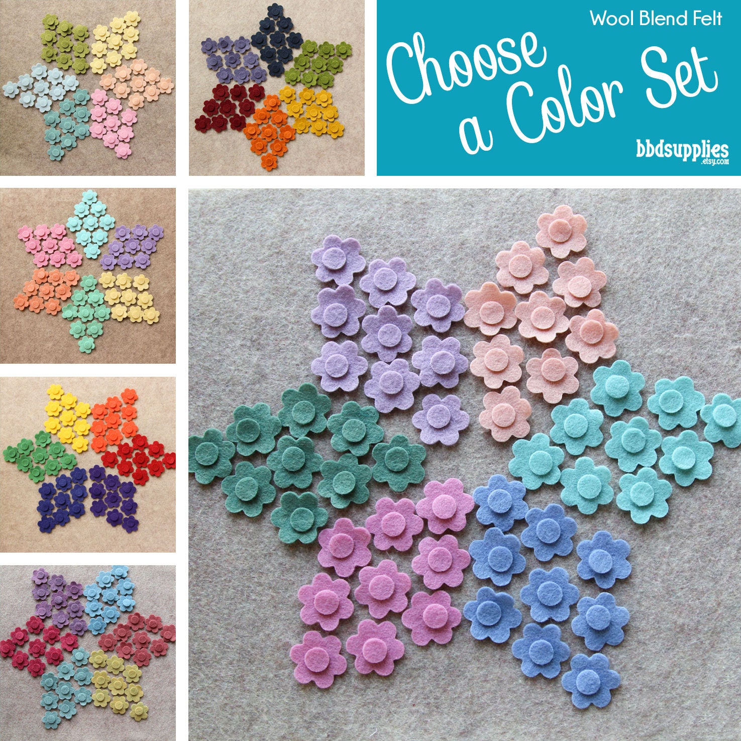 Wool Blend Felt Flowers | 54 Tiny Pick A Color Set Diy Unassembled