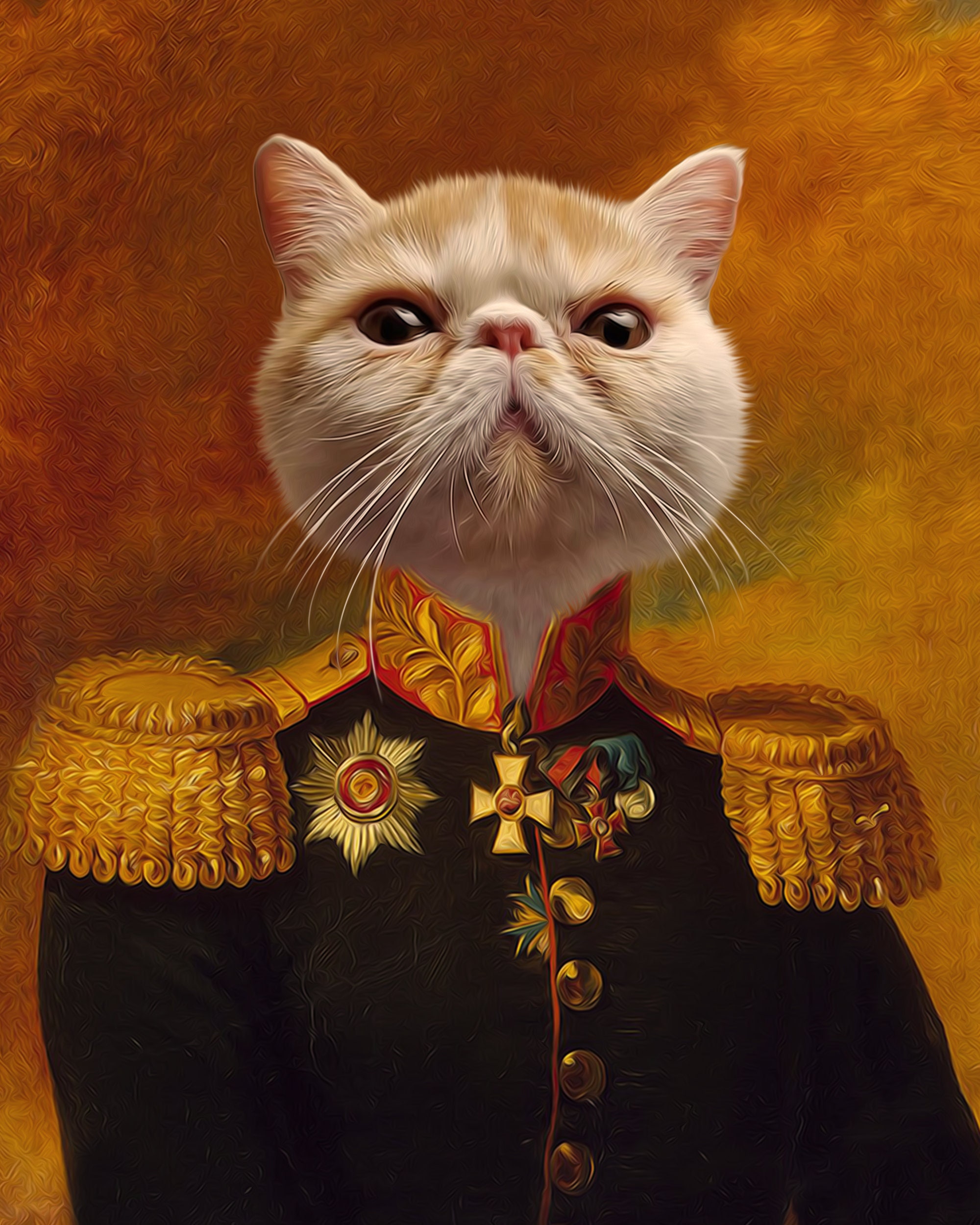 Admiral Cat Canvas, General Costume, Custom Pet Portraits, Pet Lovers Gifts, Funny Canvas, Pet Portrait Canvas, Renaissance