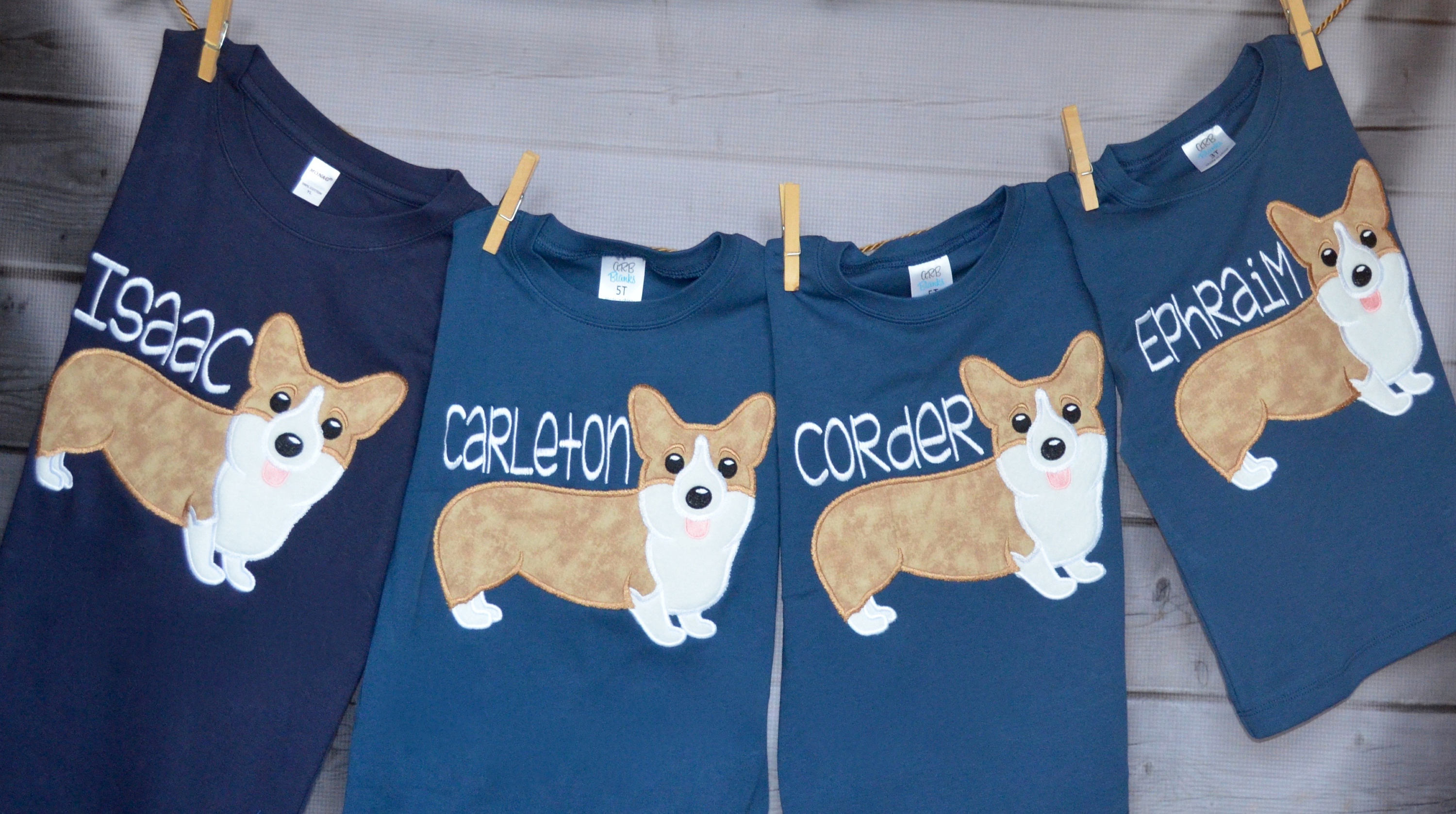 Girls Personalized Corgi Dog Applique Shirt Or Bodysuit Boy Girl