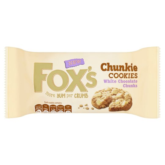 Foxs Chunkie White Choc Chip Cookies 180g