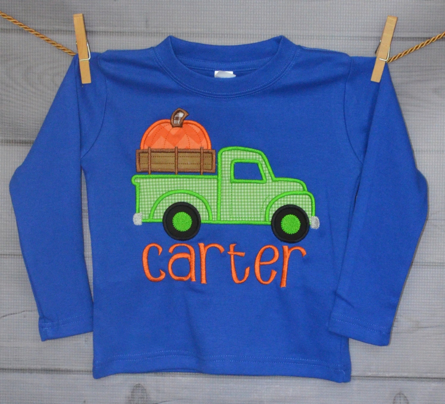 Personalized Truck With Pumpkin Applique Shirt Or Bodysuit For Boy Girl