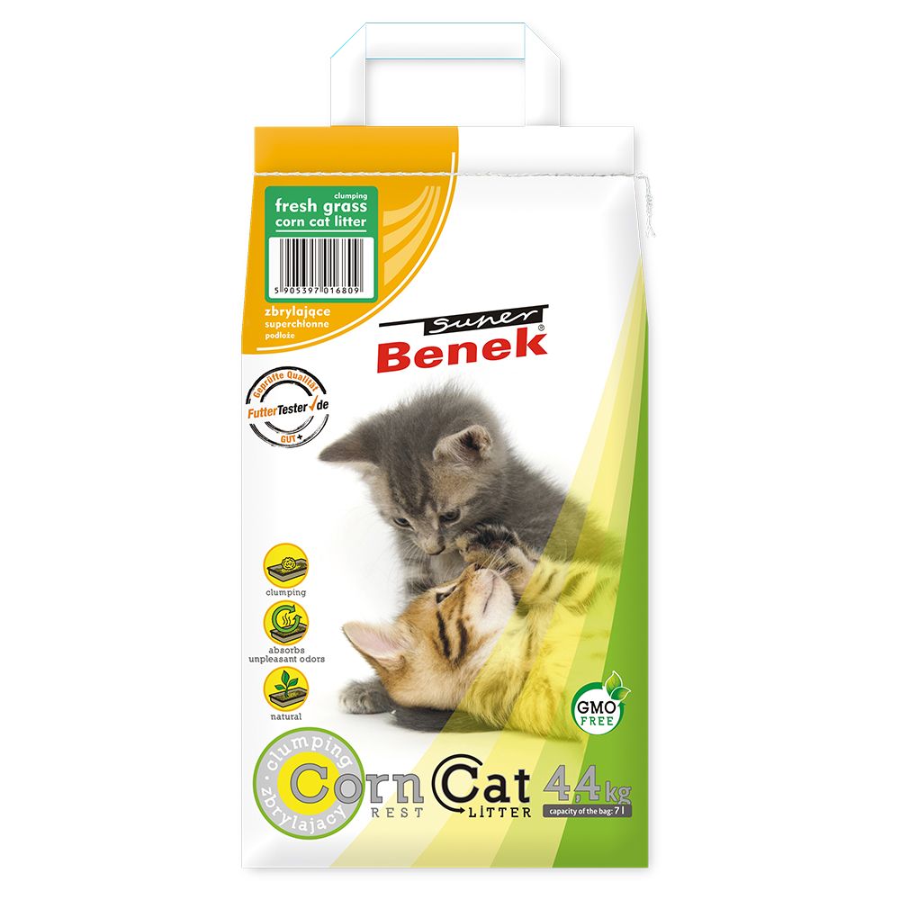 Super Benek Corn Cat Fresh Grass Clumping Litter - 7l (approx. 4.4kg)