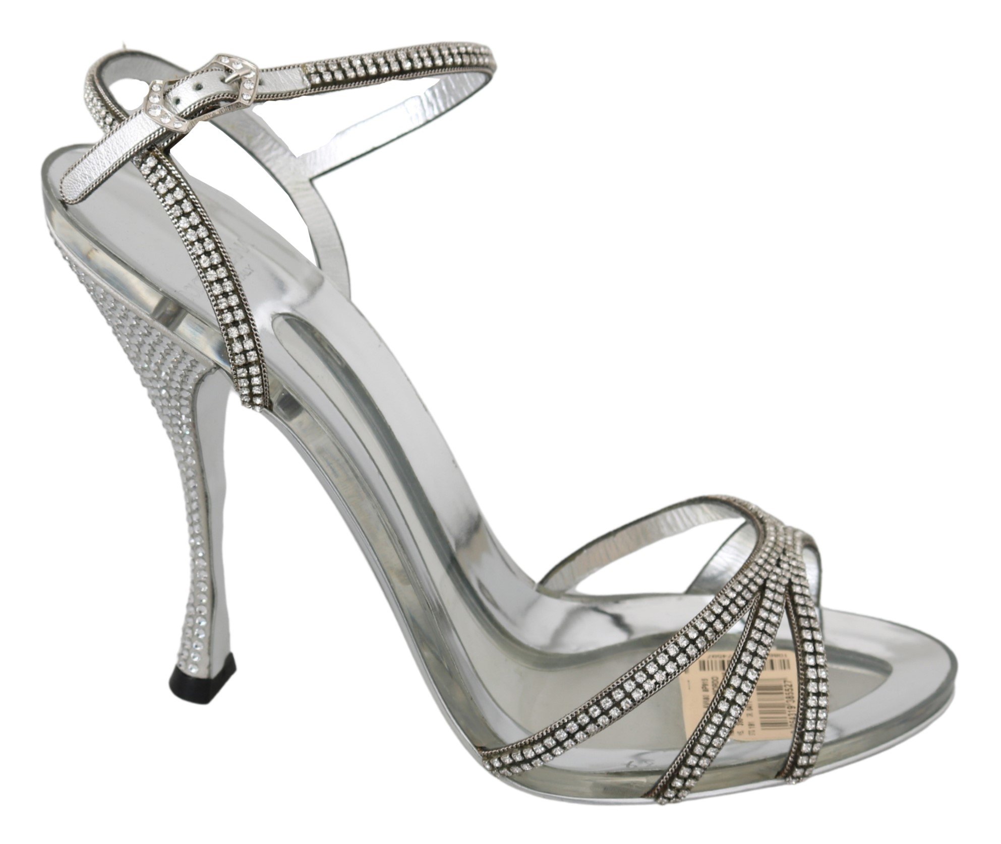 Dolce & Gabbana Women's Crystal Ankle Strap Sandal Silver LA6906 - EU39/US8.5