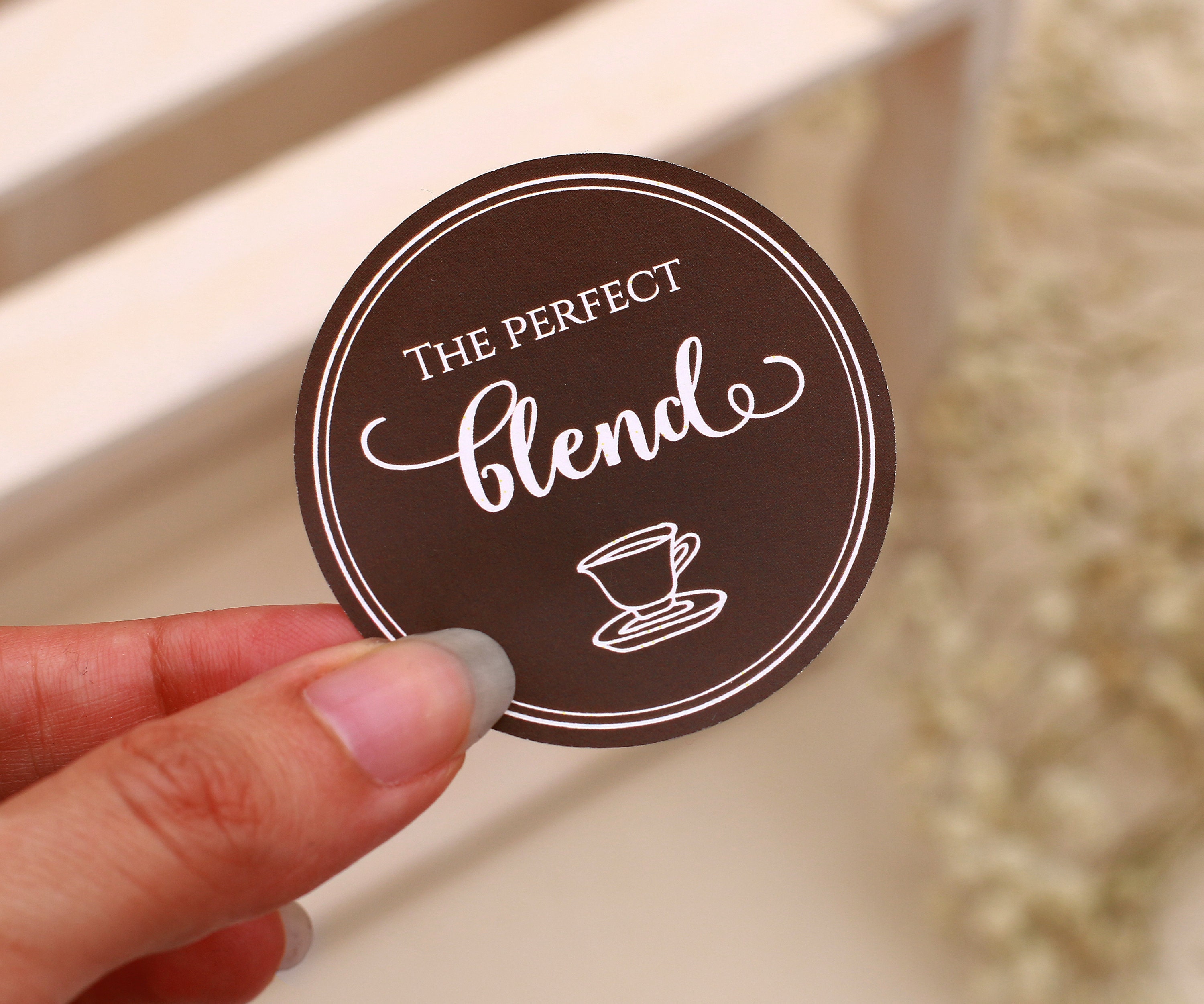 Coffee Favors Stickers The Perfect Blend Wedding For Coffee, Thank You Stickers, 2 Inches Round 100Ct