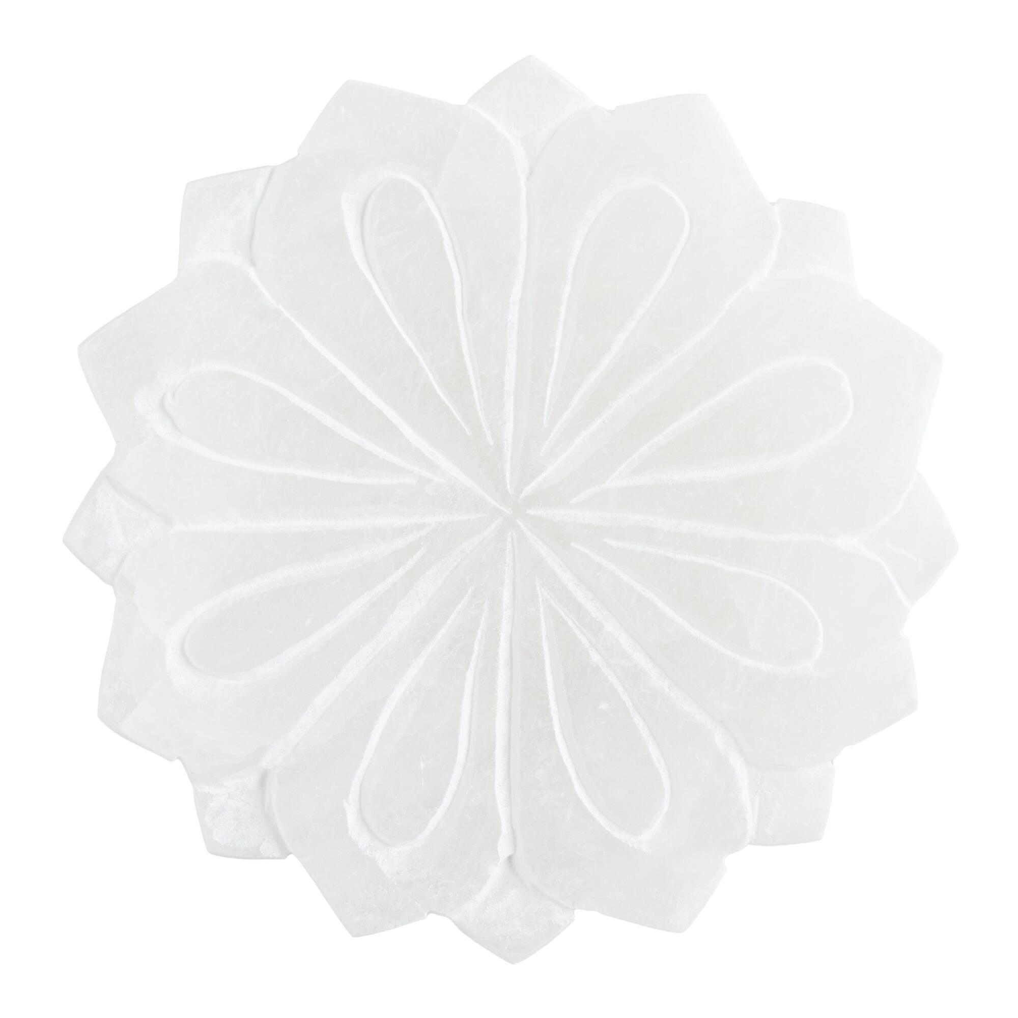 Round White Alabaster Lotus Soap Dish - Stone by World Market