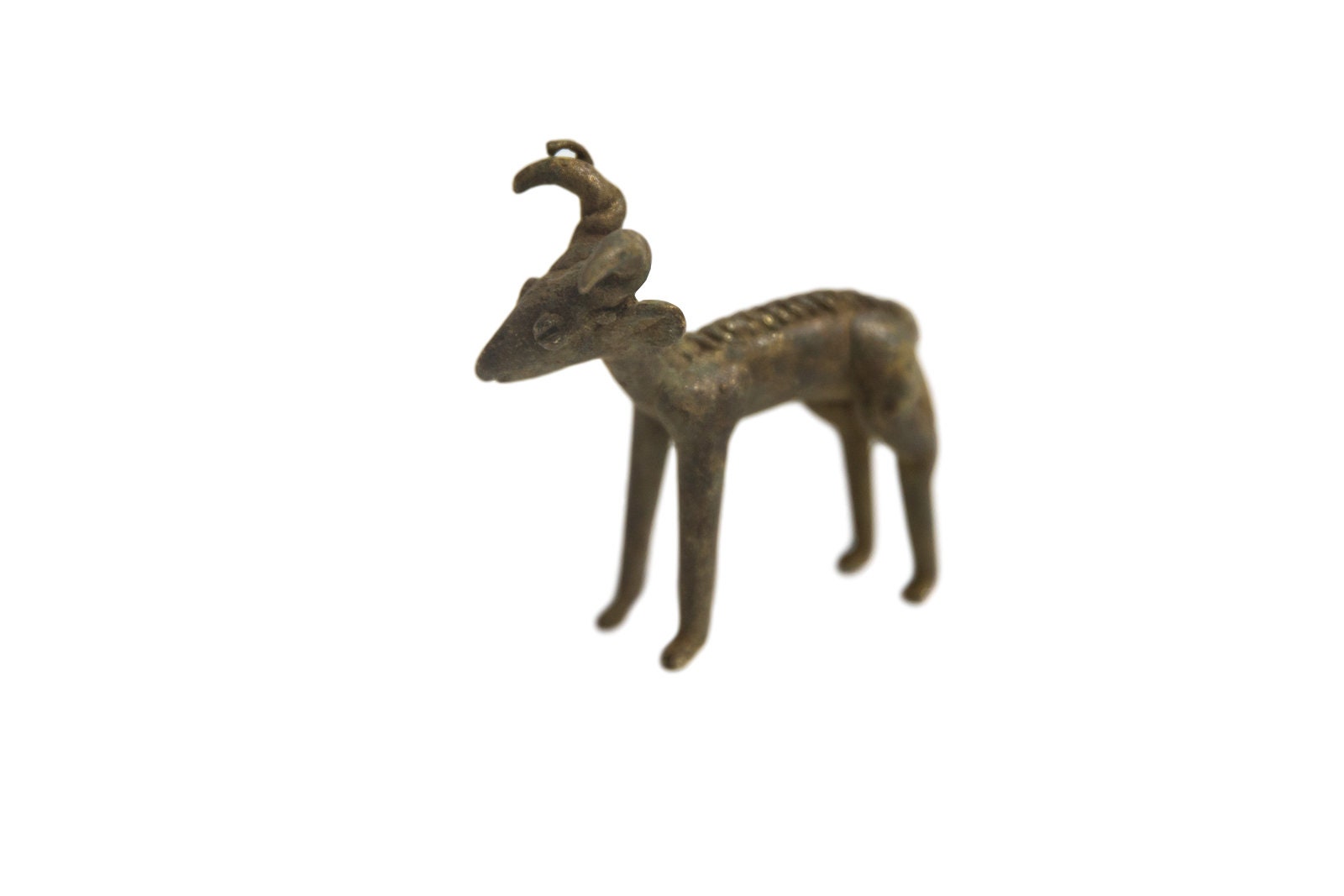 Vintage Dark Ram Curled Horn Bronze Gold Weight