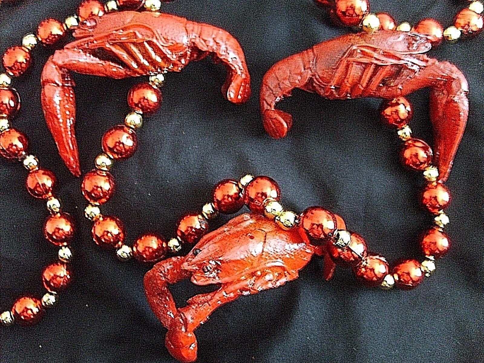 Realistic Crawfish Necklace Crab Lobster Garlic Onion Seafood Boil Party Cajun Creole