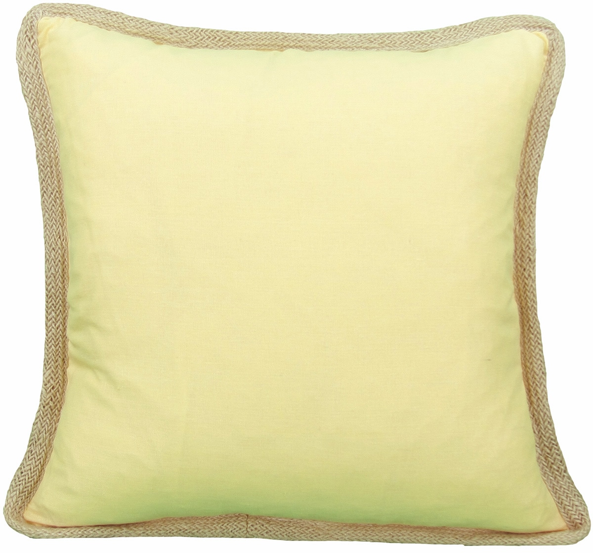 MANOR LUXE Classic Jute Trim20-in x 20-in Yellow Cotton Blend Indoor Decorative Pillow | ML1113082020YELLOWFE