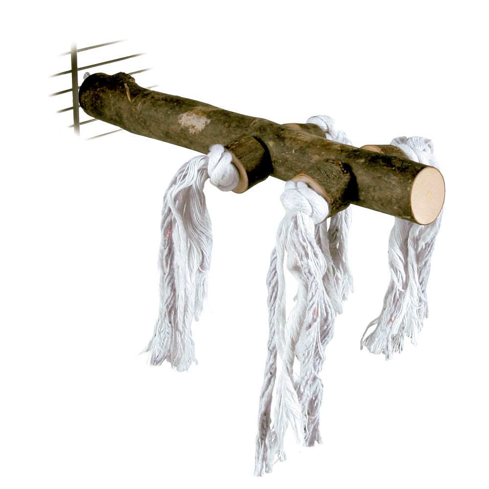 Trixie Natural Perch With Play Rope - Length 25cm, Diameter approx. 25mm