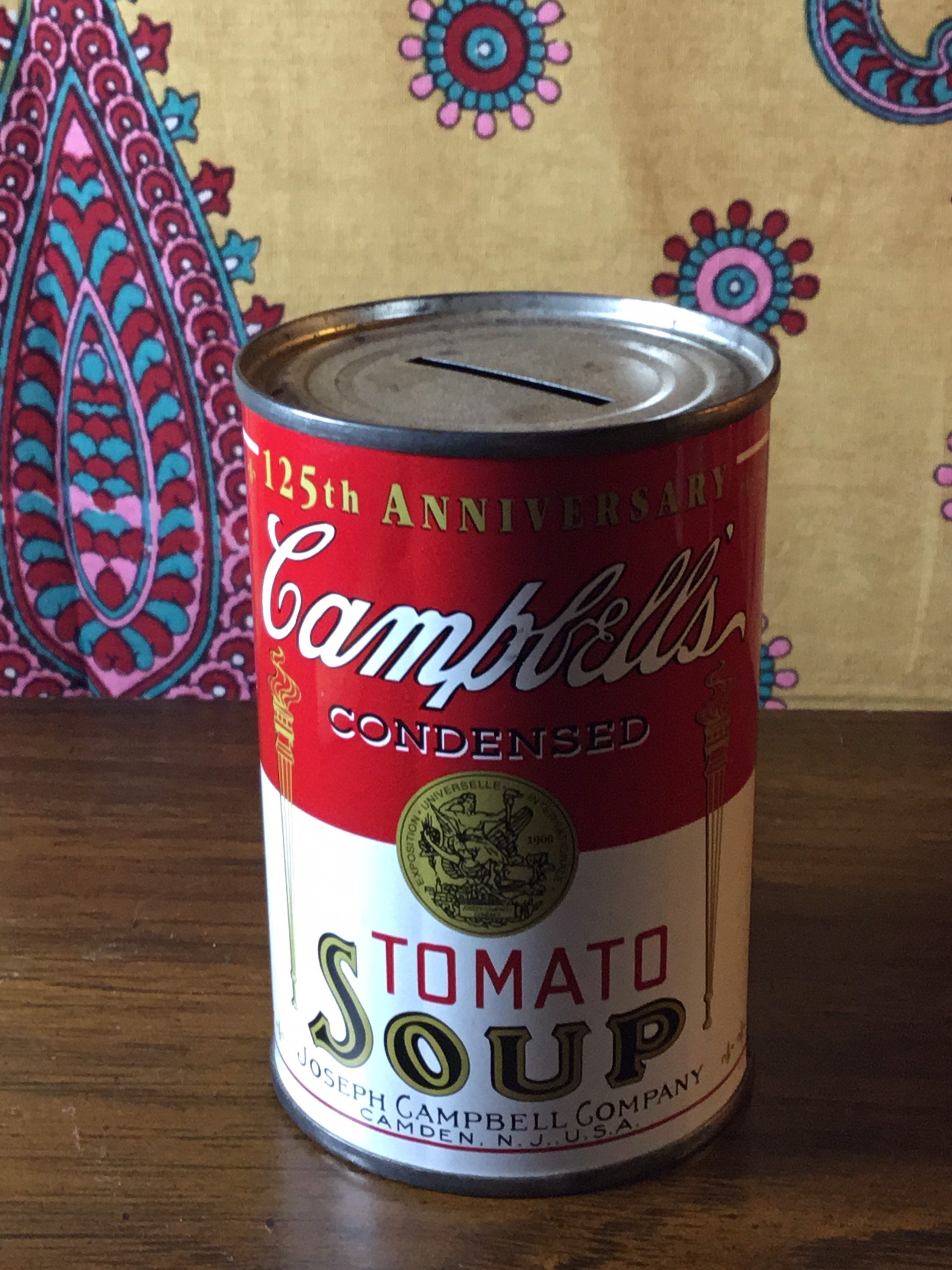 Vintage Campbell's Soup Anniversary Collectible Coin Bank Tin/ 1970's/ Advertisement/ Tomato