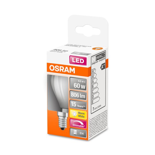 OSRAM-LED-golfpallolamppu E14 5W 2700K himmennys