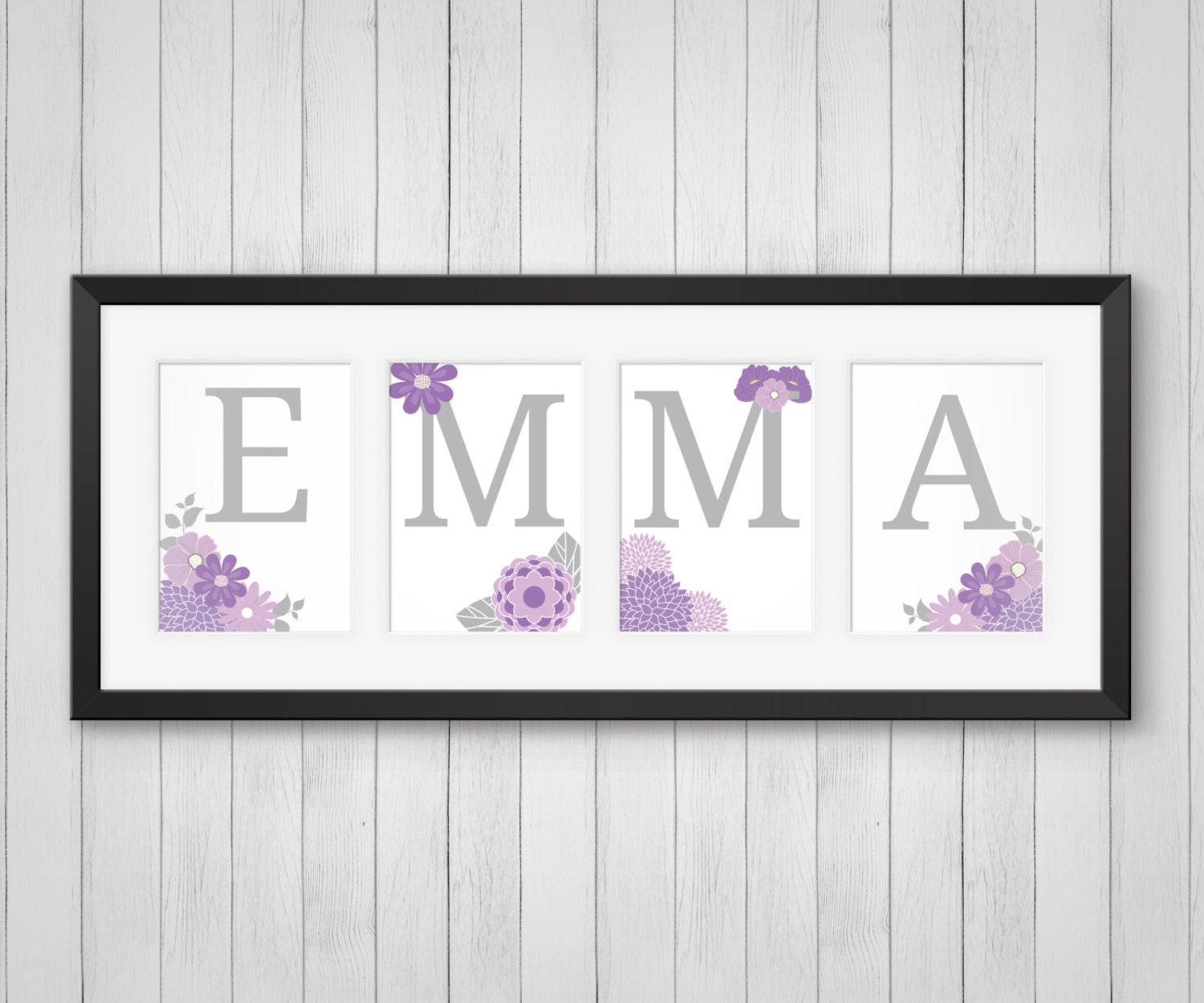 Flower Room Decor - Personalized Name Print Nursery Prints Girl's Baby Individual 4x6, 5x7 Or 8x10