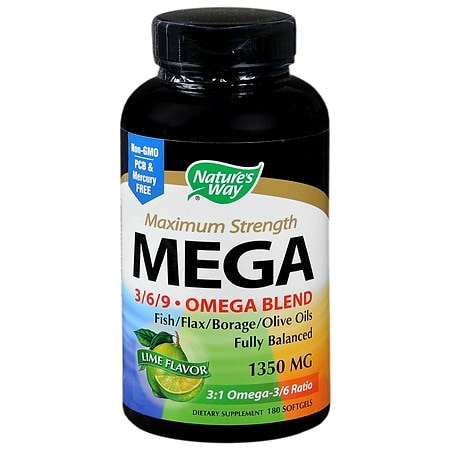 Nature's Way Mega 3/6/9 Omega Blend 1350 mg Dietary Supplement Softgels - 180.0 ea