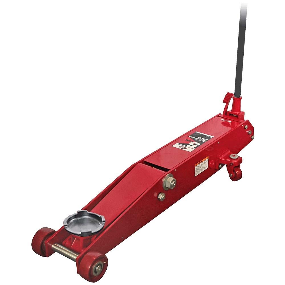 American Forge & Foundry 5 Ton Heavy Duty Manual Hydraulic Long Chassis Jack, Automatic Overload Safety Valves in Red | 3120