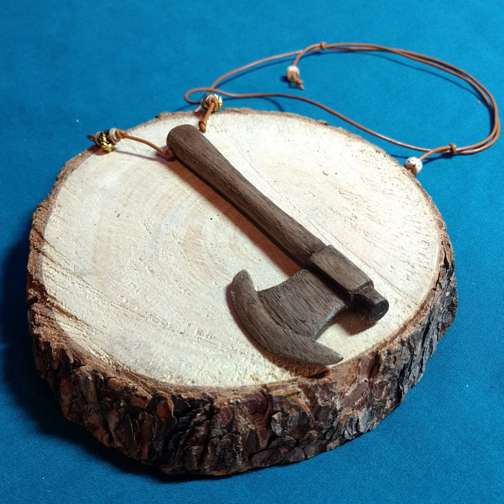 Celtic Axe Pendant, Carved Black Walnut, Larp, Cosplay, Magic, Wiccan, Magick, Pagan, Viking - Hand Made & in The Usa
