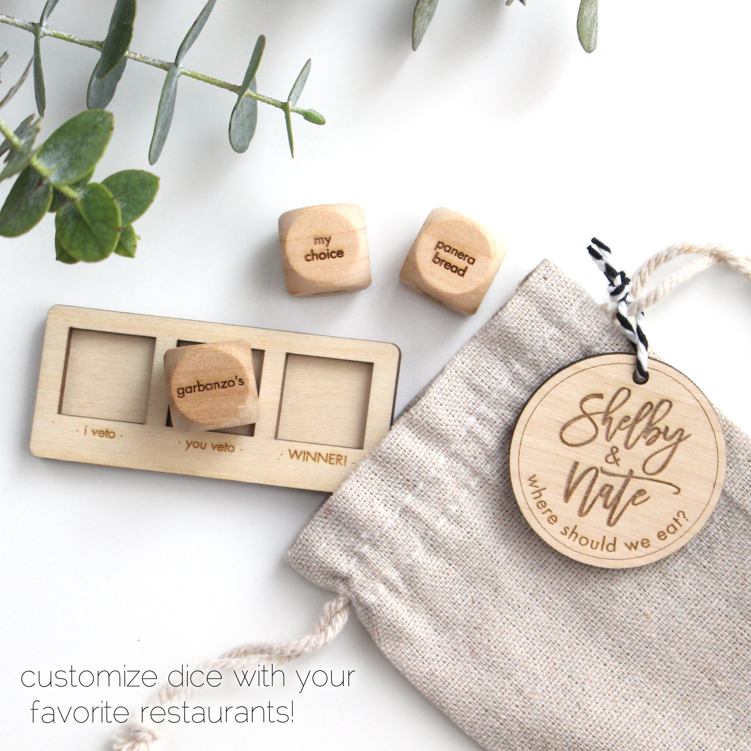 Personalized Dinner Dice - 5Th Anniversary Gift Custom Wooden Engraved Gifts For The Couple Engagement Wedding