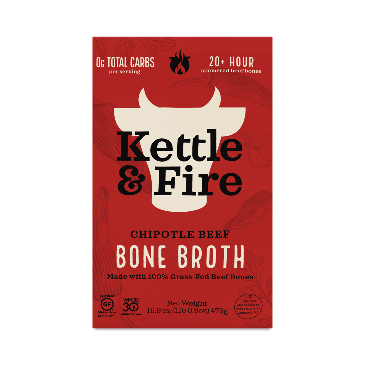 Kettle & Fire Bone Broth, Chipotle Beef 16.9 oz carton