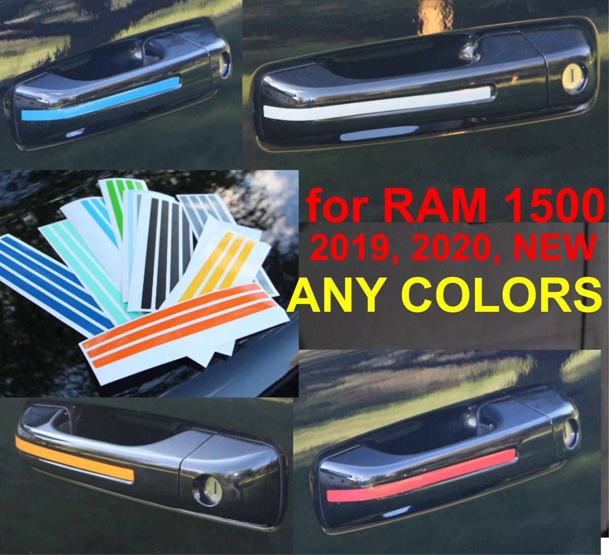 Exterior Handle Colors Stripes Vinyl Decal For Ram 1500 2019 2020 2021 2022 New Trucks